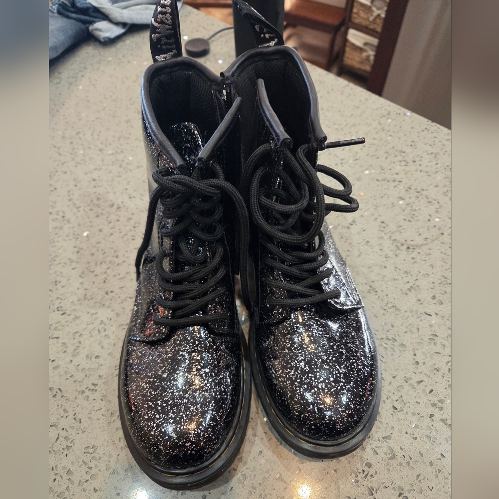Nwot Dr. Martens Black Glitter Combat Boots